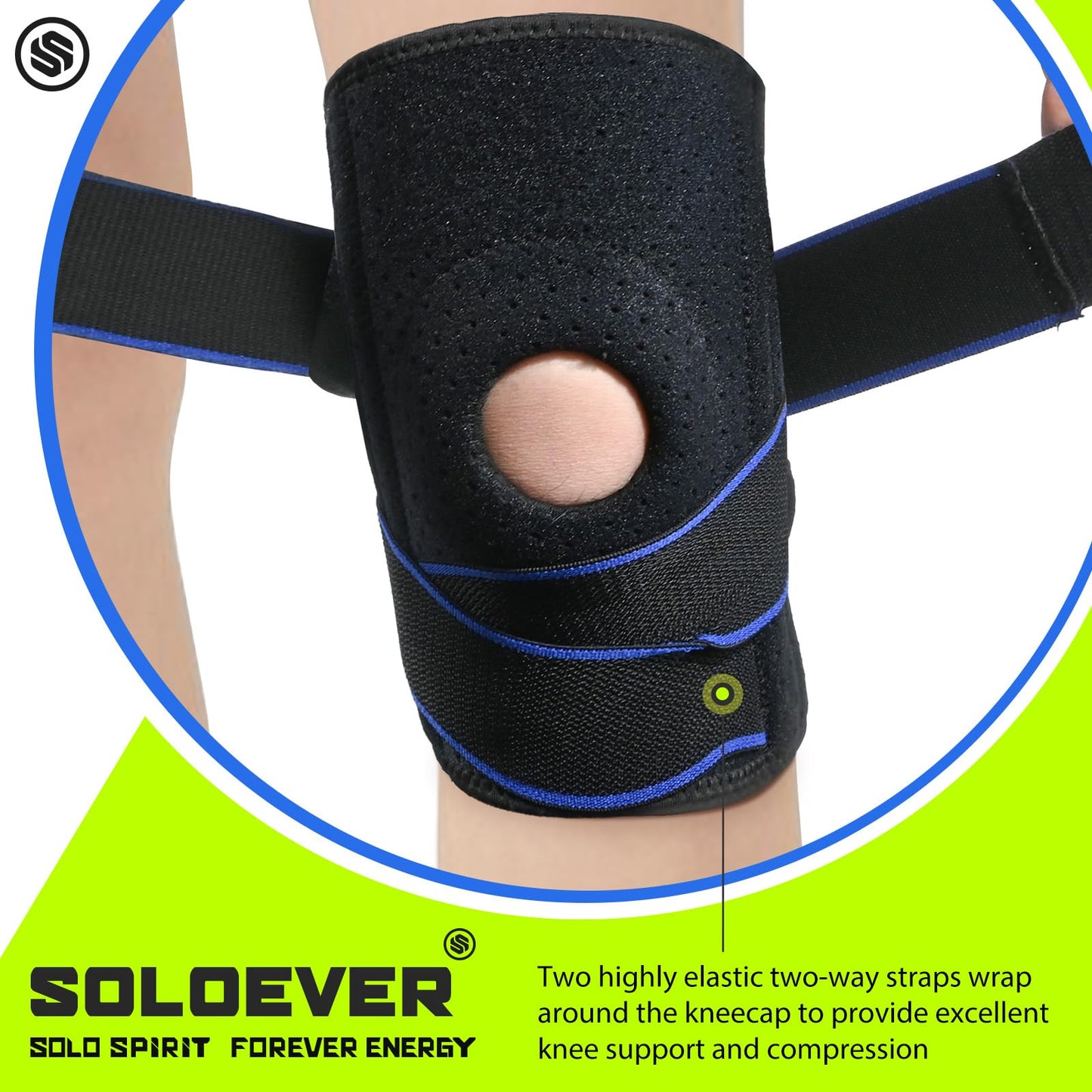 Knee Brace for Women & Men Breathable Compression Knee Support with Side Stabilizers for Knee Pain Adjustable Knee Wrap for Running