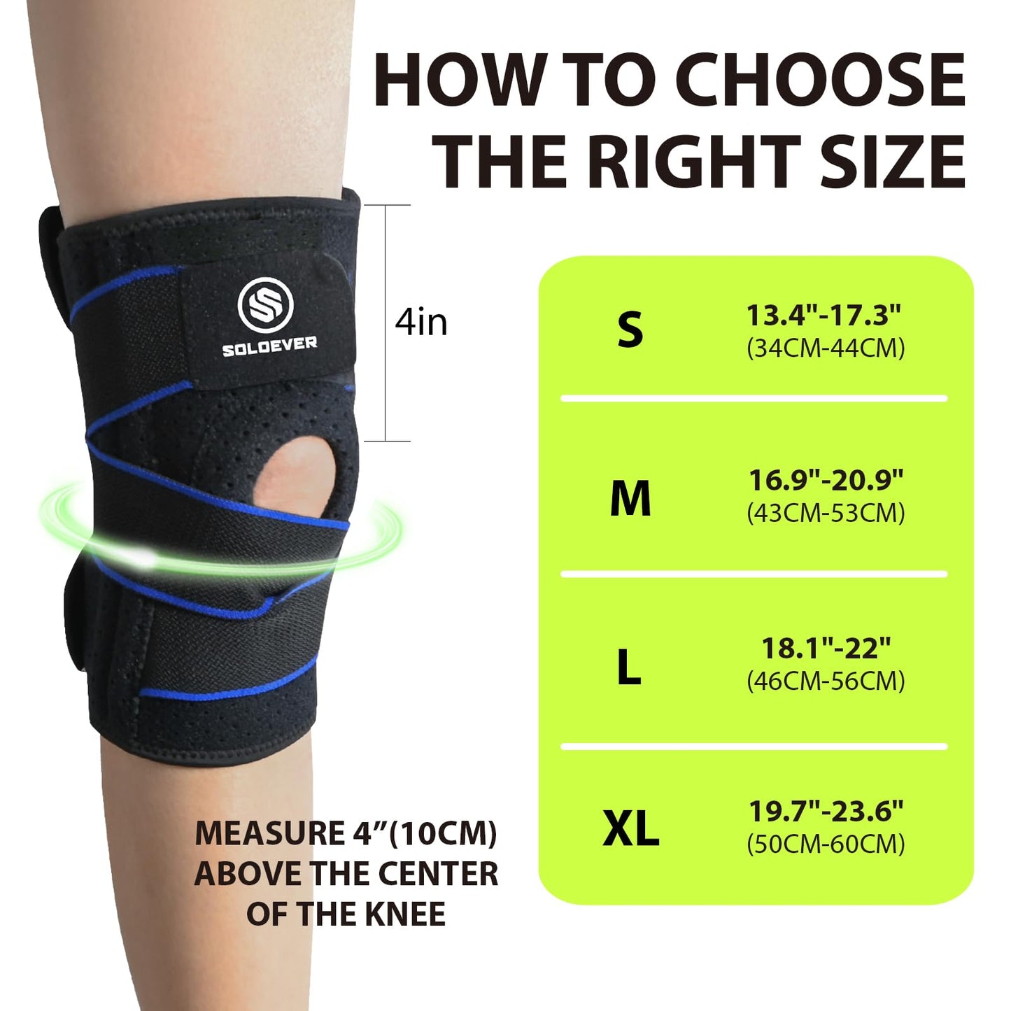 Knee Brace for Women & Men Breathable Compression Knee Support with Side Stabilizers for Knee Pain Adjustable Knee Wrap for Running