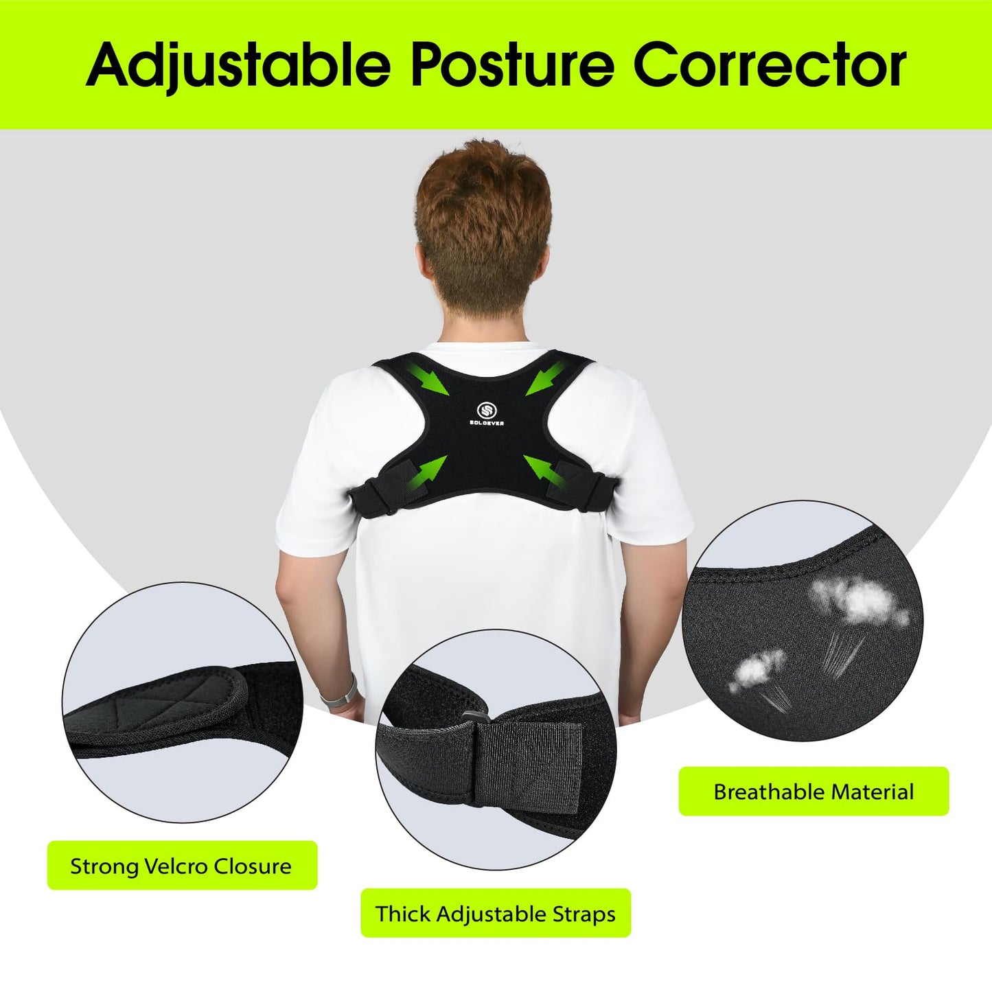 Posture Corrector for Women & Men, Back Straightener Adjustable Straps Compact Back Support for Pain Relief Back Brace for Posture