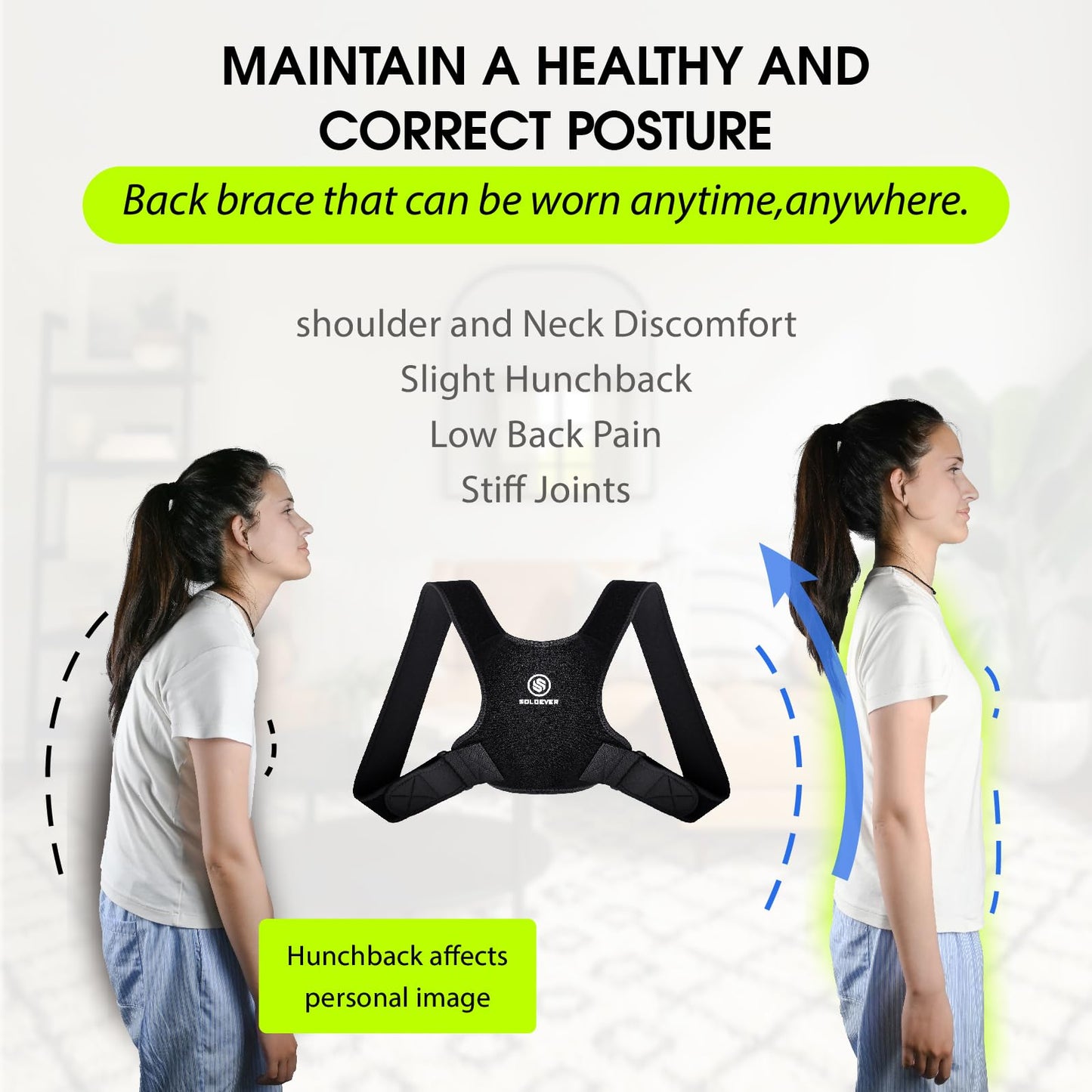 Posture Corrector for Women & Men, Back Straightener Adjustable Straps Compact Back Support for Pain Relief Back Brace for Posture