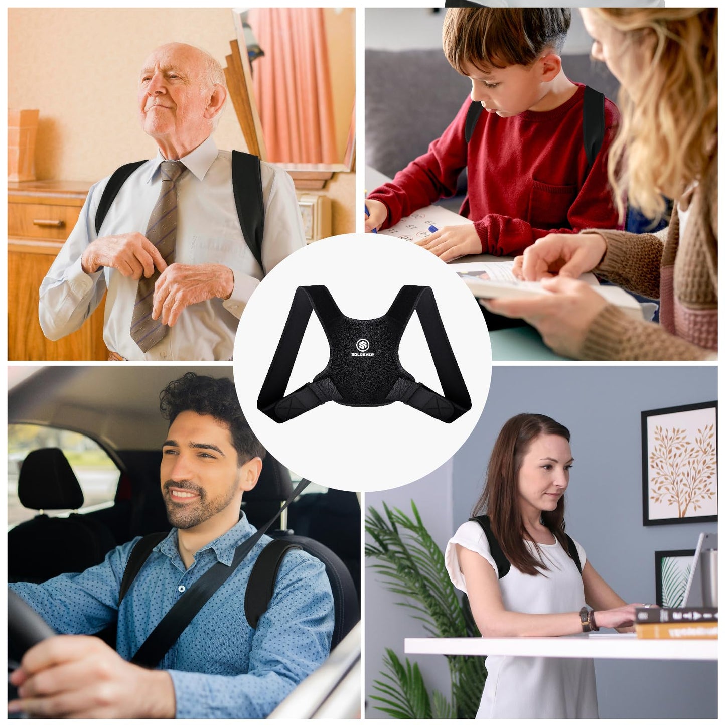 Posture Corrector for Women & Men, Back Straightener Adjustable Straps Compact Back Support for Pain Relief Back Brace for Posture