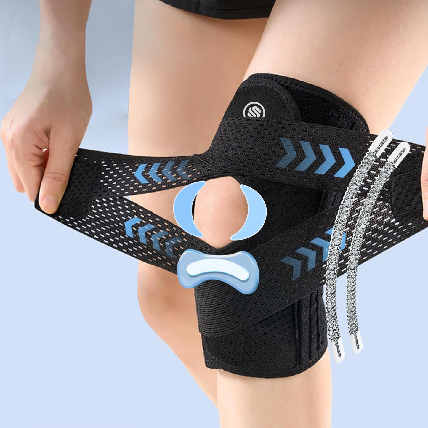 Knee Brace for Women & Men Breathable Compression Knee Support with Side Stabilizers for Knee Pain Adjustable Knee Wrap for Running