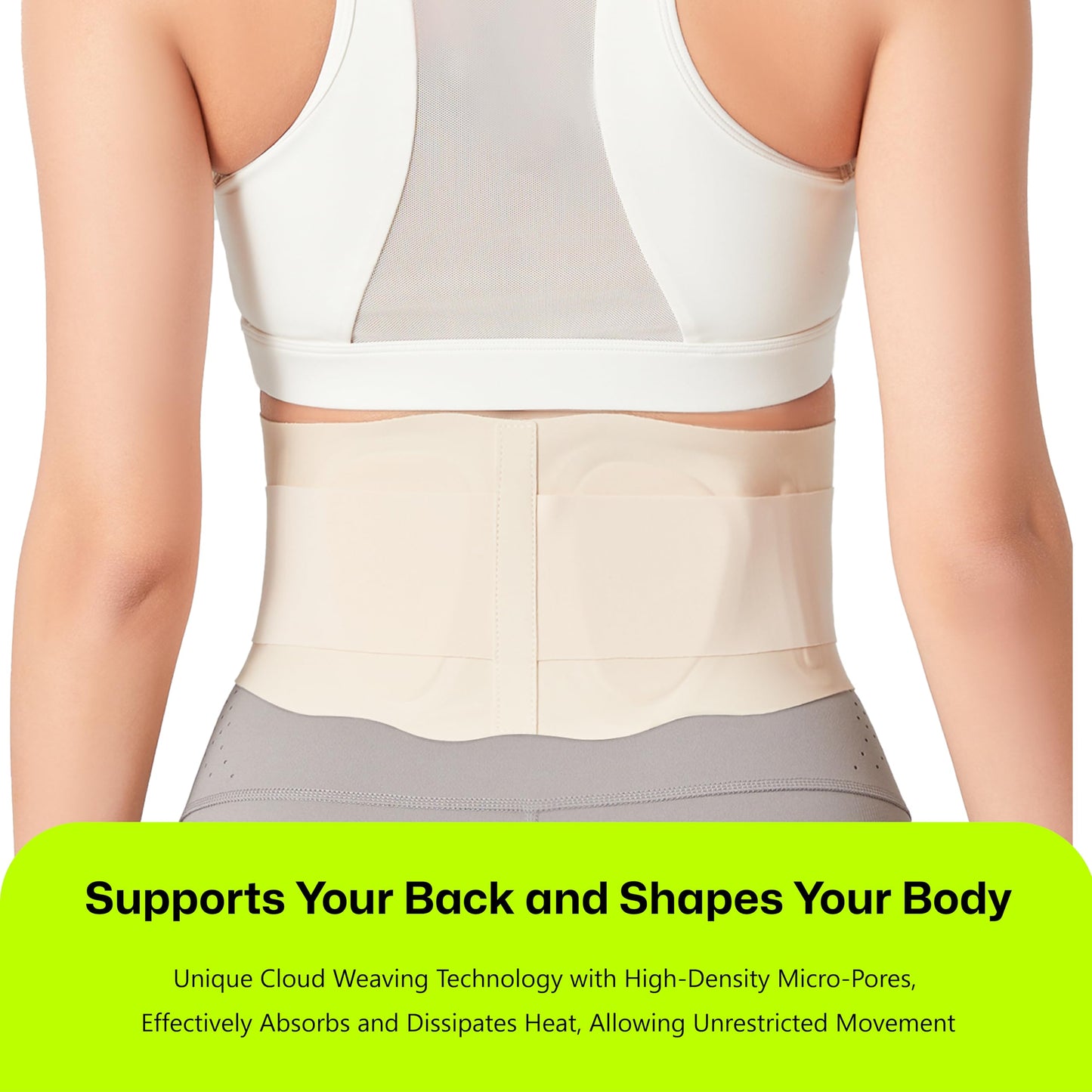 Ultra Thin Back Brace for Lower Back, Breathable Lightweight Back Brace for Women & Men