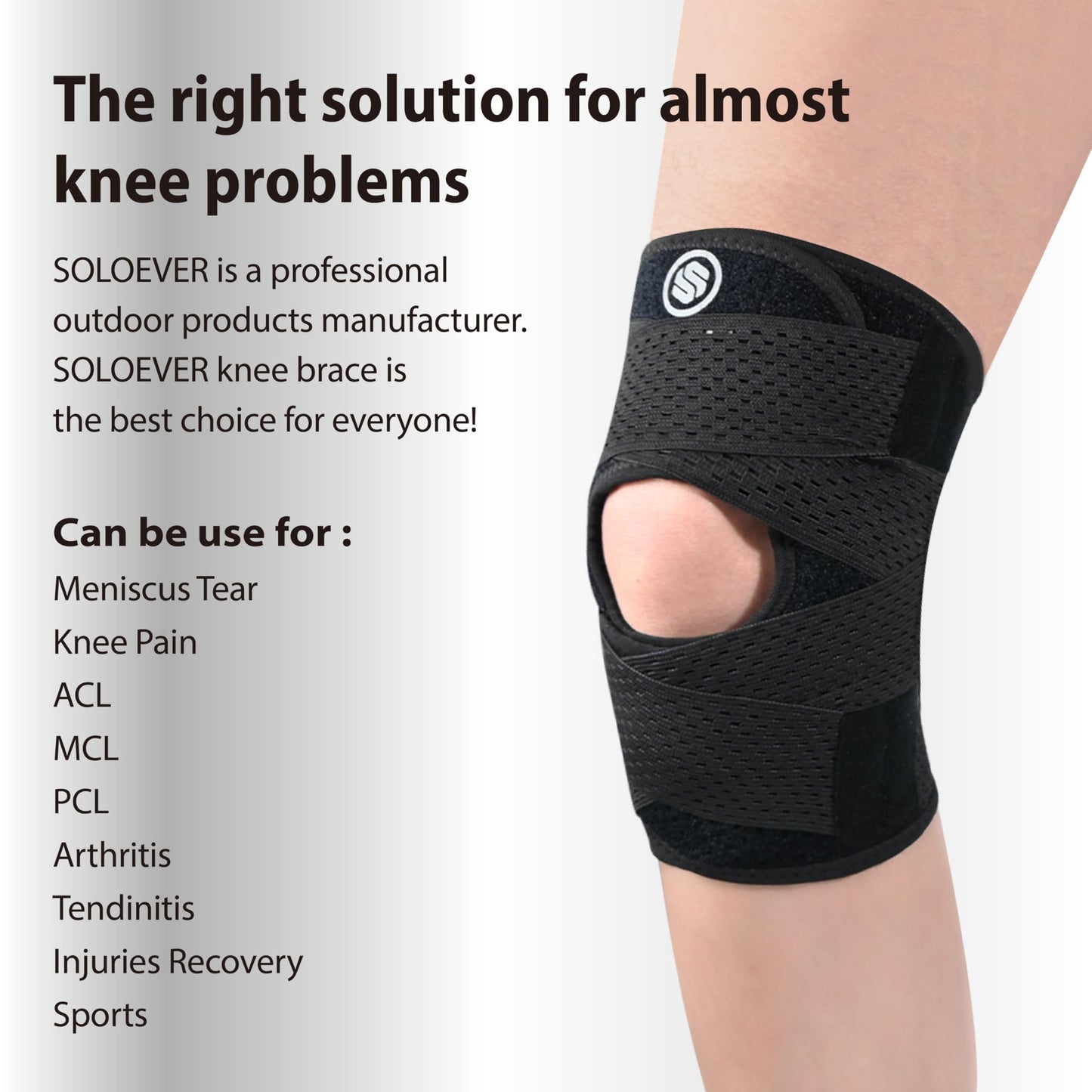 Knee Brace with Side Stabilizers for Knee Pain, Adjustable Knee Support for Meniscus Tear ACL MCL Arthritis Injury Recovery