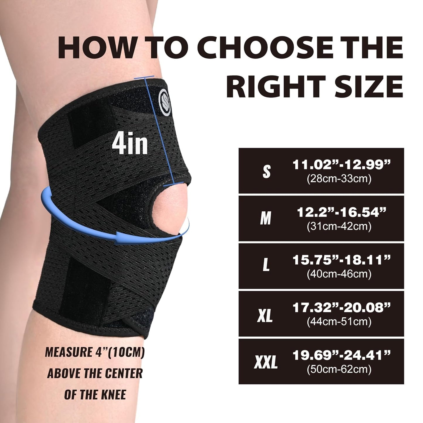 Knee Brace with Side Stabilizers for Knee Pain, Adjustable Knee Support for Meniscus Tear ACL MCL Arthritis Injury Recovery