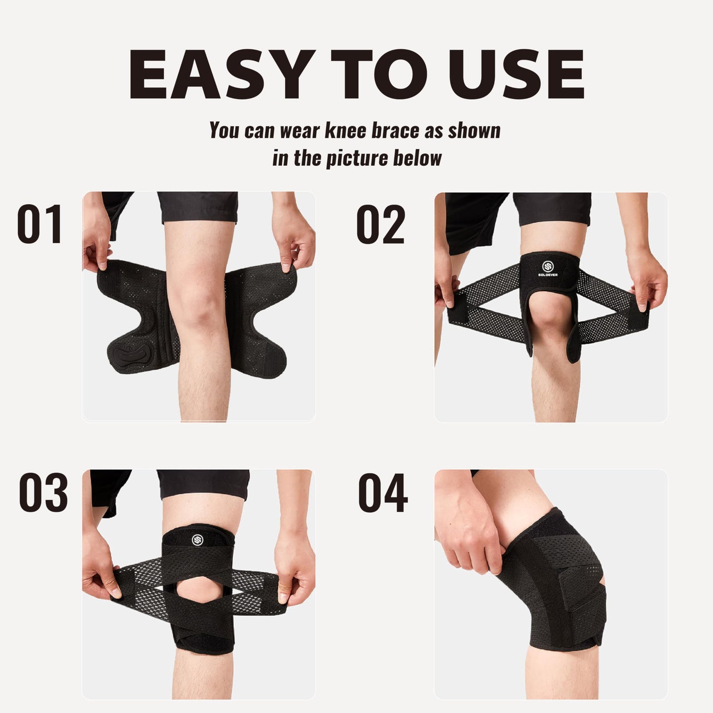 Knee Brace with Side Stabilizers for Knee Pain, Adjustable Knee Support for Meniscus Tear ACL MCL Arthritis Injury Recovery