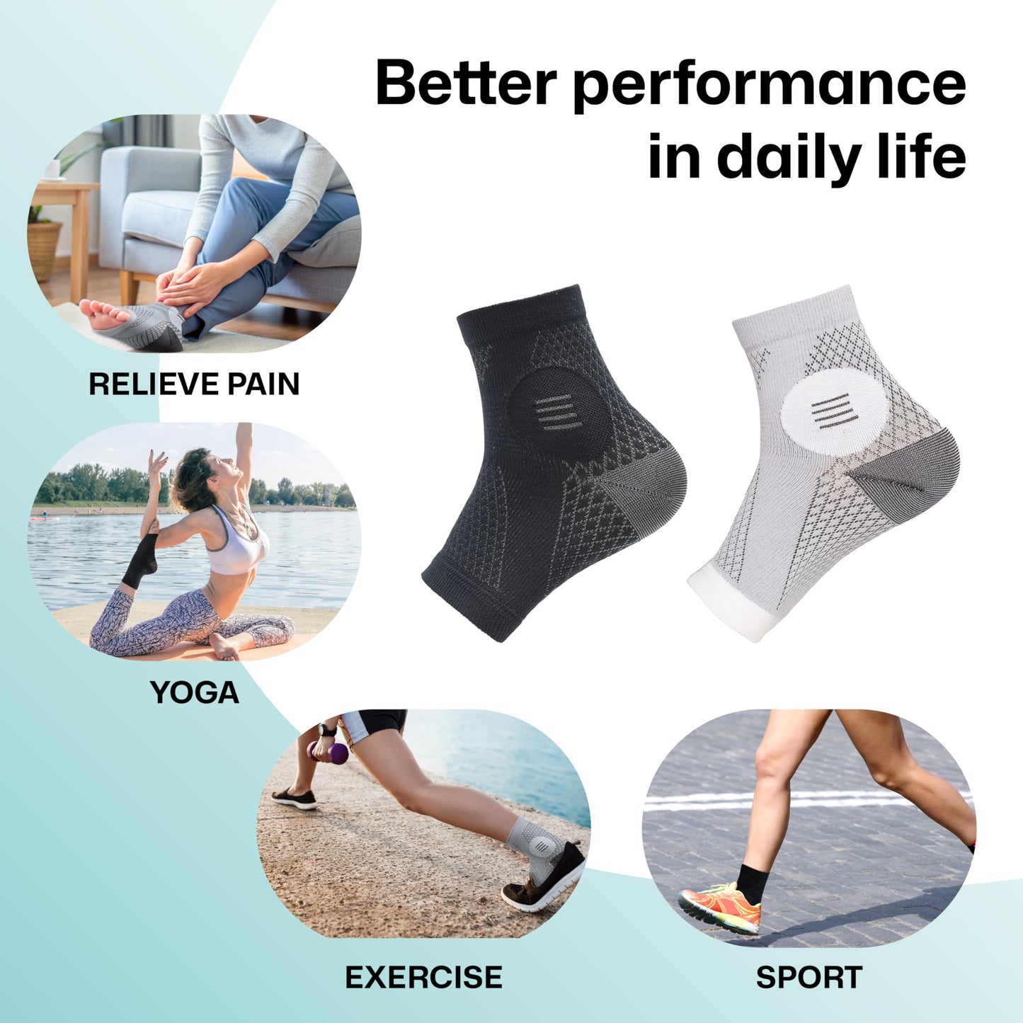 2Pairs Neuropathy Socks for Women & Men, Toeless Plantar Fasciitis Socks for Achilles Tendonitis Relief, Arch Support