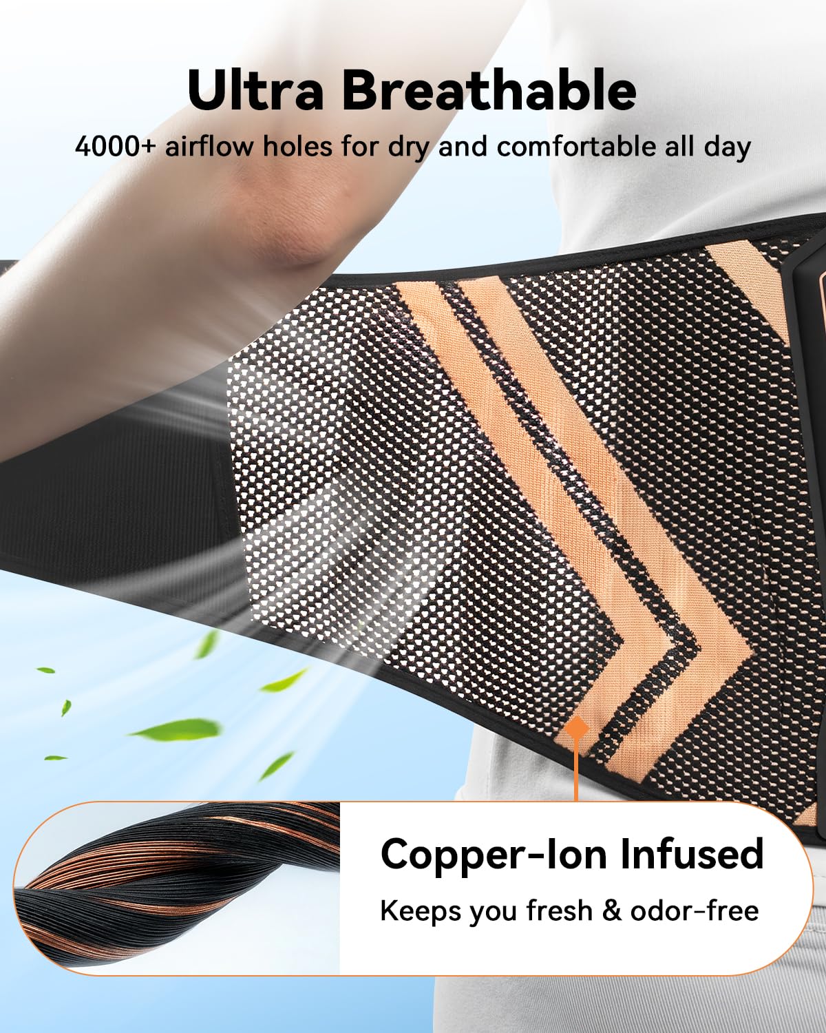 Ultra Breathable Back Brace for Lower Back Pain Relief
