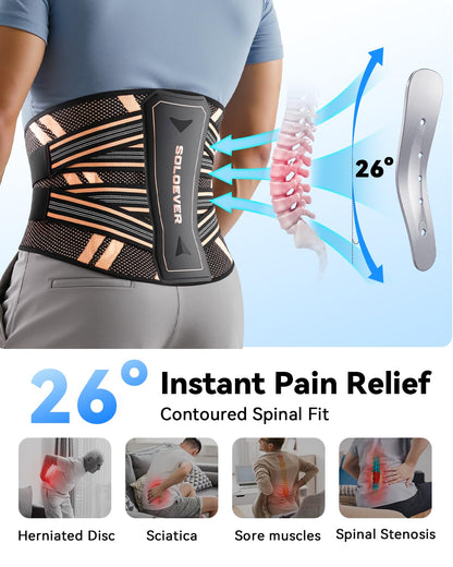 Ultra Breathable Back Brace for Lower Back Pain Relief