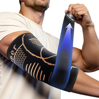 Copper Elbow Compression Sleeve with Adjustable Strap