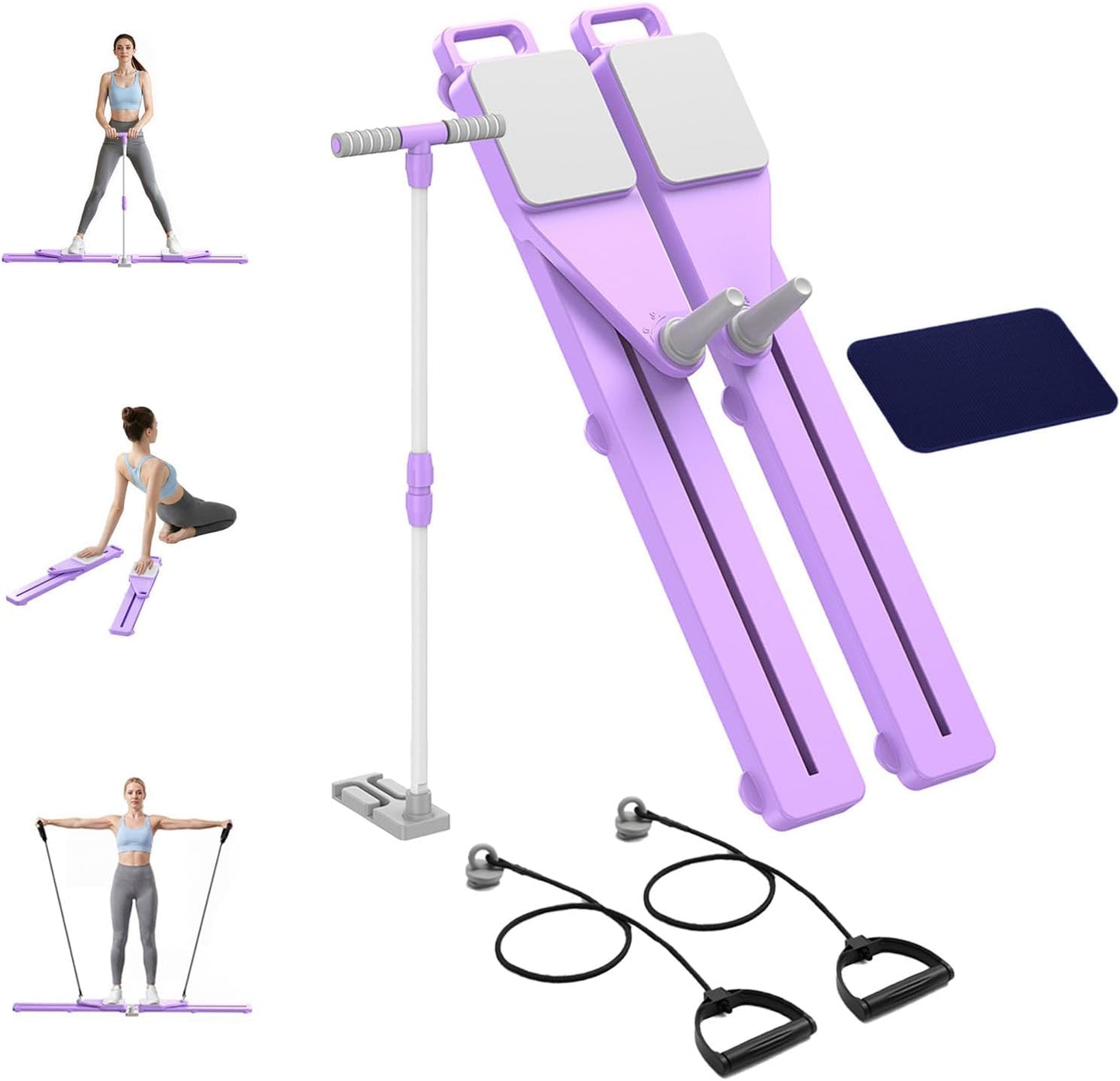 Multifunctional 6-in-1 Pliates Board with Handrail & Resistance Bands