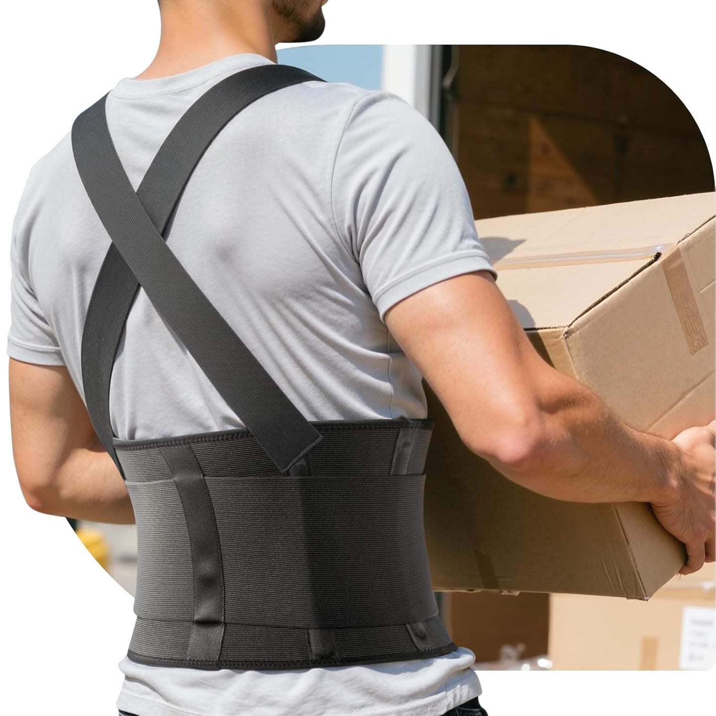 Work Back Brace for Men & Women, Adjustable Lower Back Support Belt with Suspenders for Back Pain Relief
