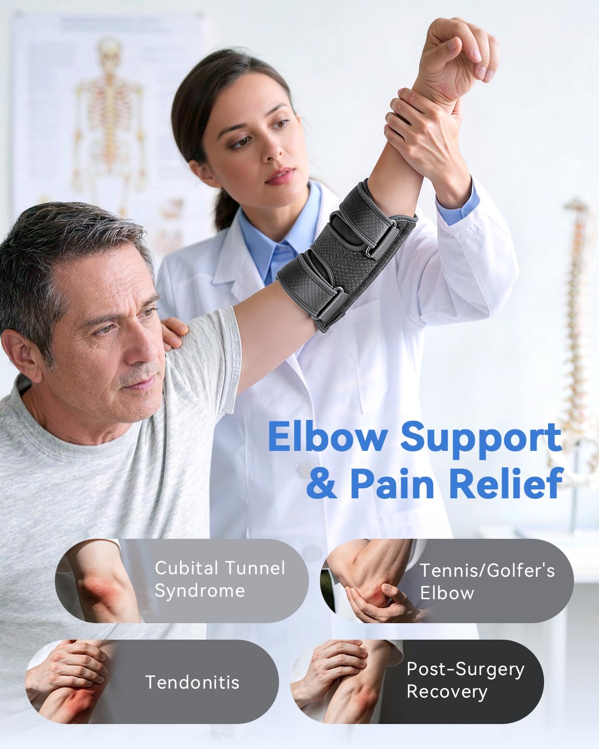 Upgraded Cubital Tunnel Elbow Brace for Women and Men