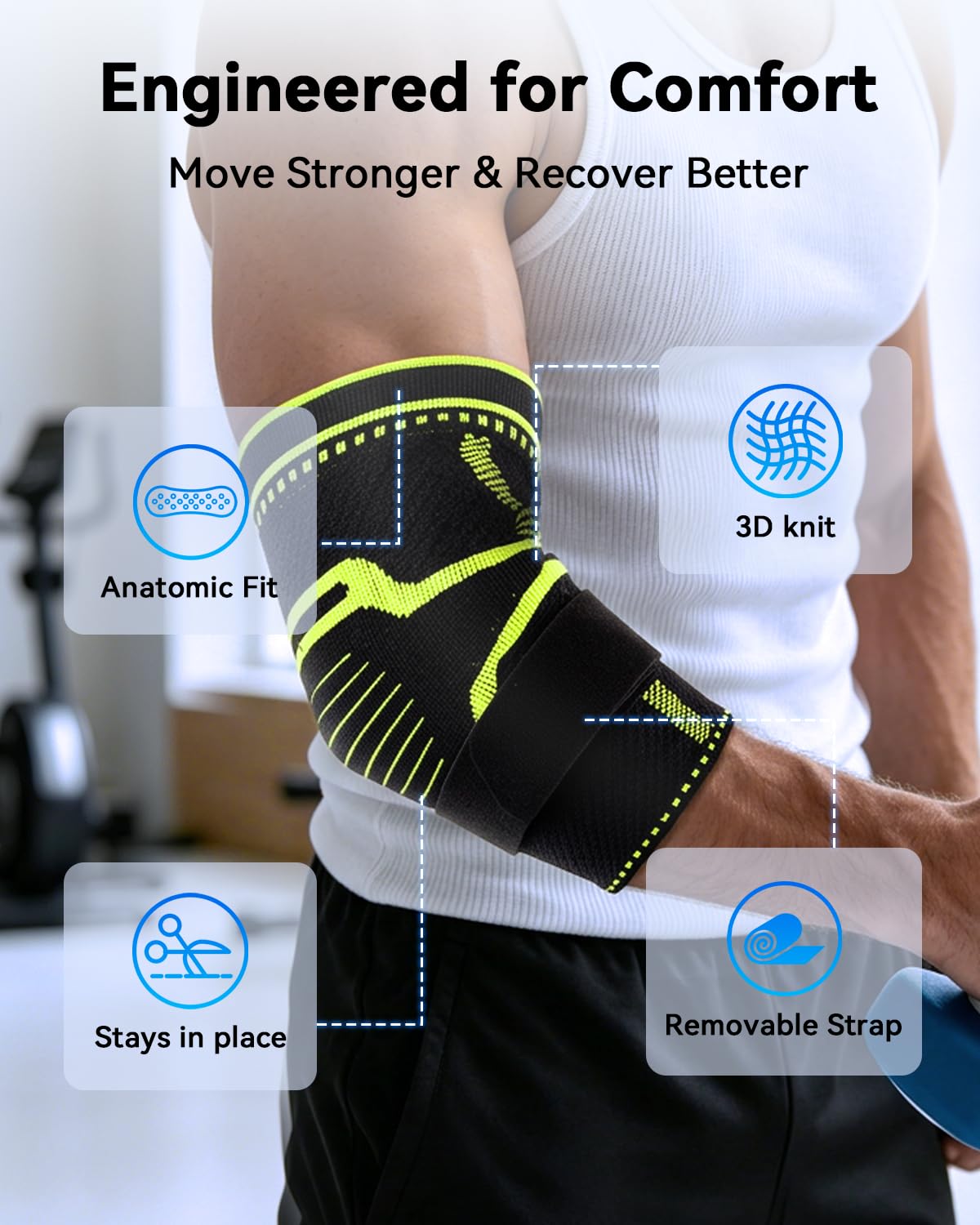Elbow Brace for Tennis Elbow, Breathable Compression Elbow Sleeve