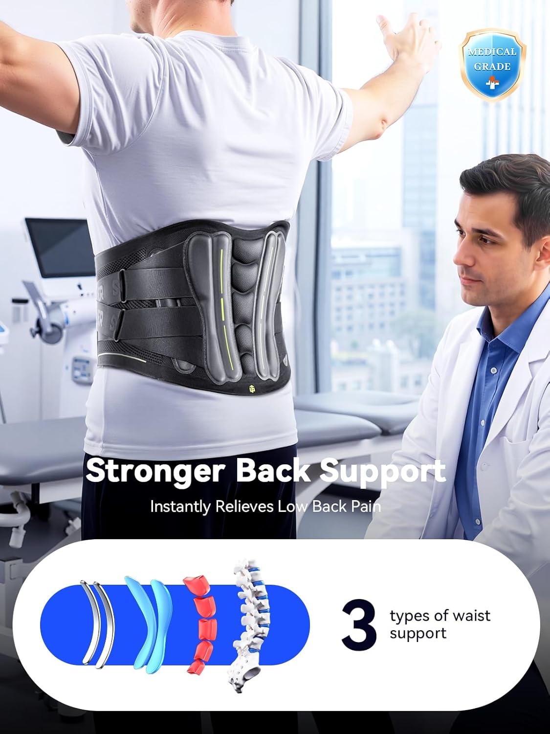 Ultra Breathable Back Brace for Lower Back Pain
