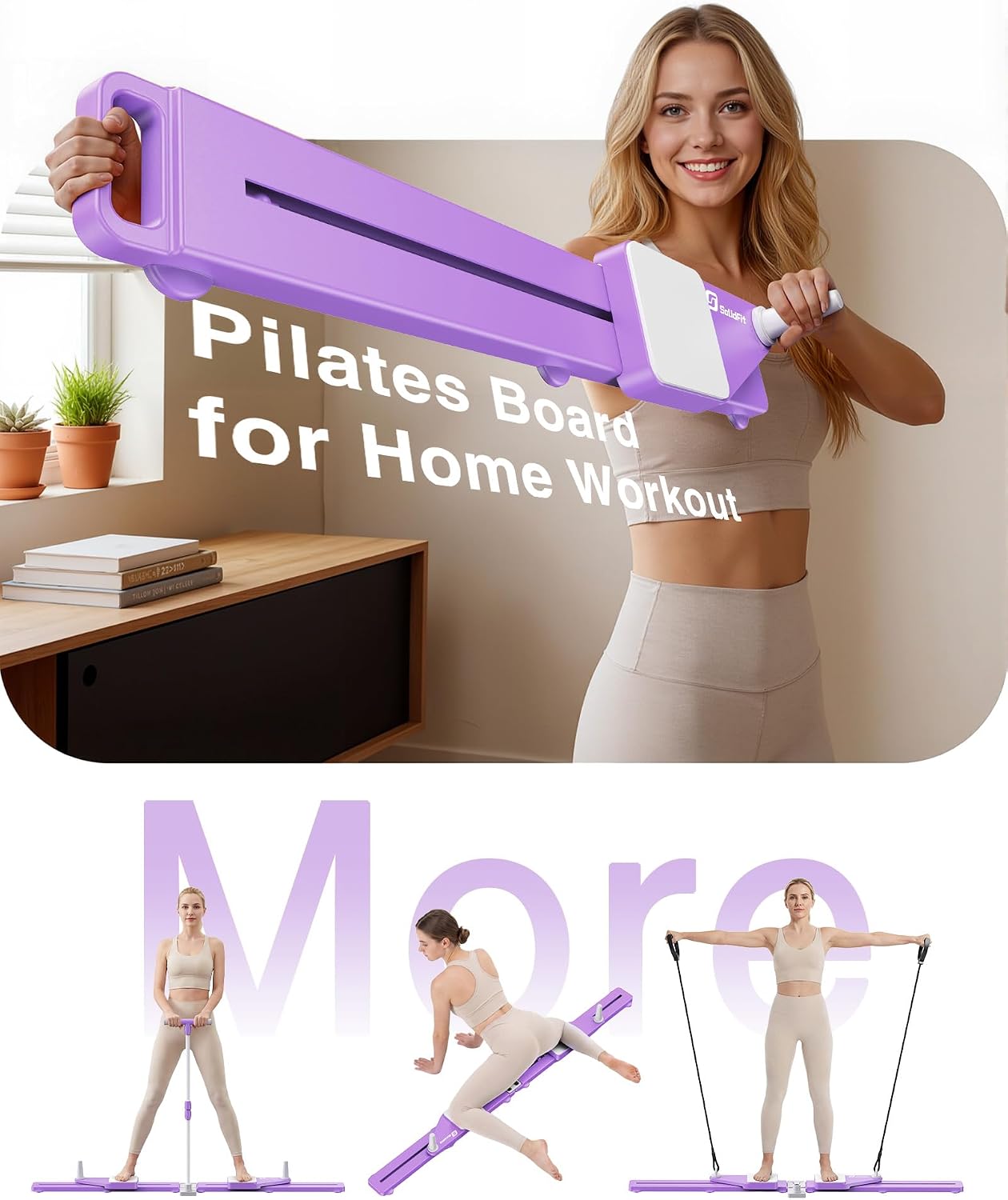 Multifunctional 6-in-1 Pliates Board with Handrail & Resistance Bands