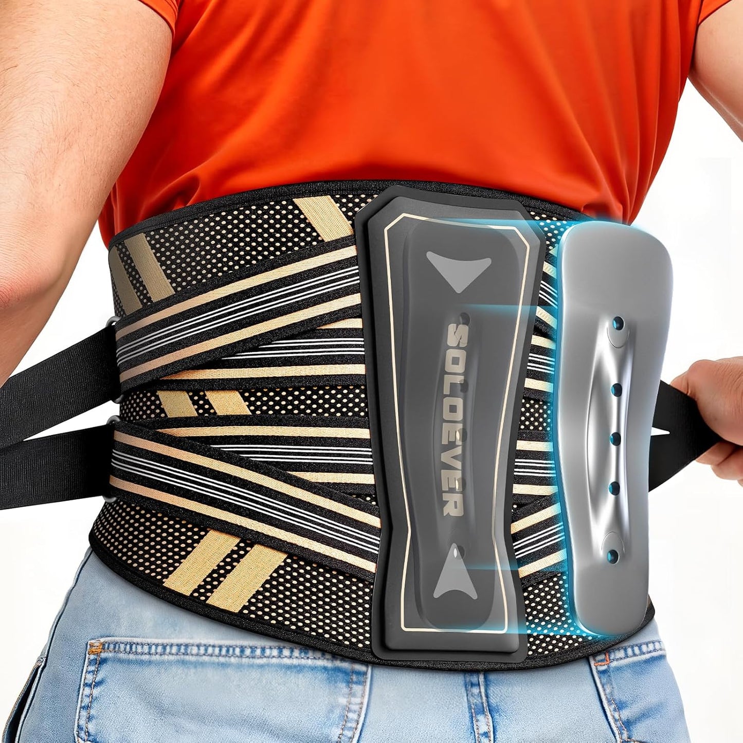 Ultra Breathable Back Brace for Lower Back Pain Relief