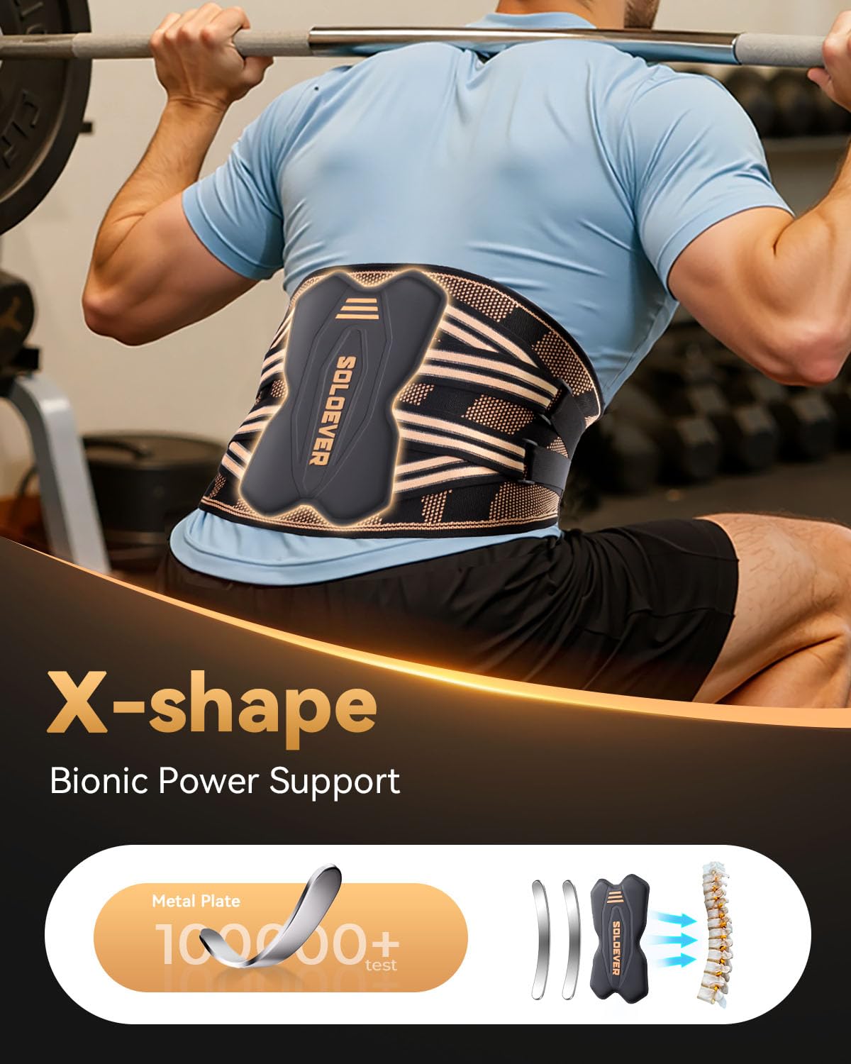 SOLOEVER Copper-Infused Back Brace for Men Lower Back Pain Relief