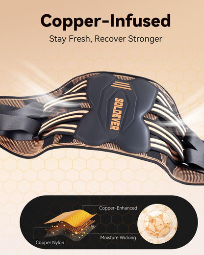 SOLOEVER Copper-Infused Back Brace for Men Lower Back Pain Relief