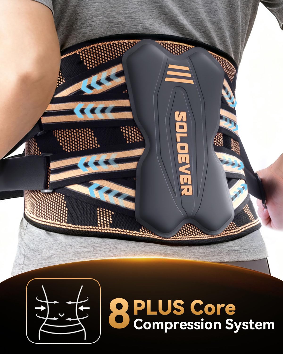SOLOEVER Copper-Infused Back Brace for Men Lower Back Pain Relief