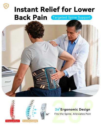 Ultra Breathable Back Brace for Lower Back Pain Relief