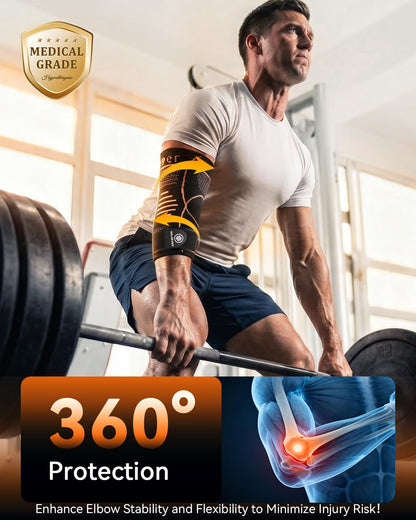 Copper Elbow Compression Sleeve with Adjustable Strap