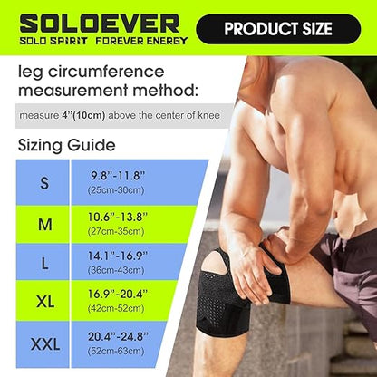 Rodillera de compresión transpirable para mujeres y hombres, con estabilizadores laterales para el dolor de rodilla, ajustable para correr.