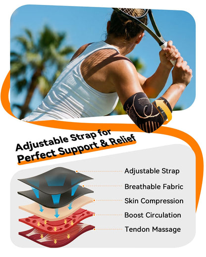 Copper Elbow Compression Sleeve with Adjustable Strap