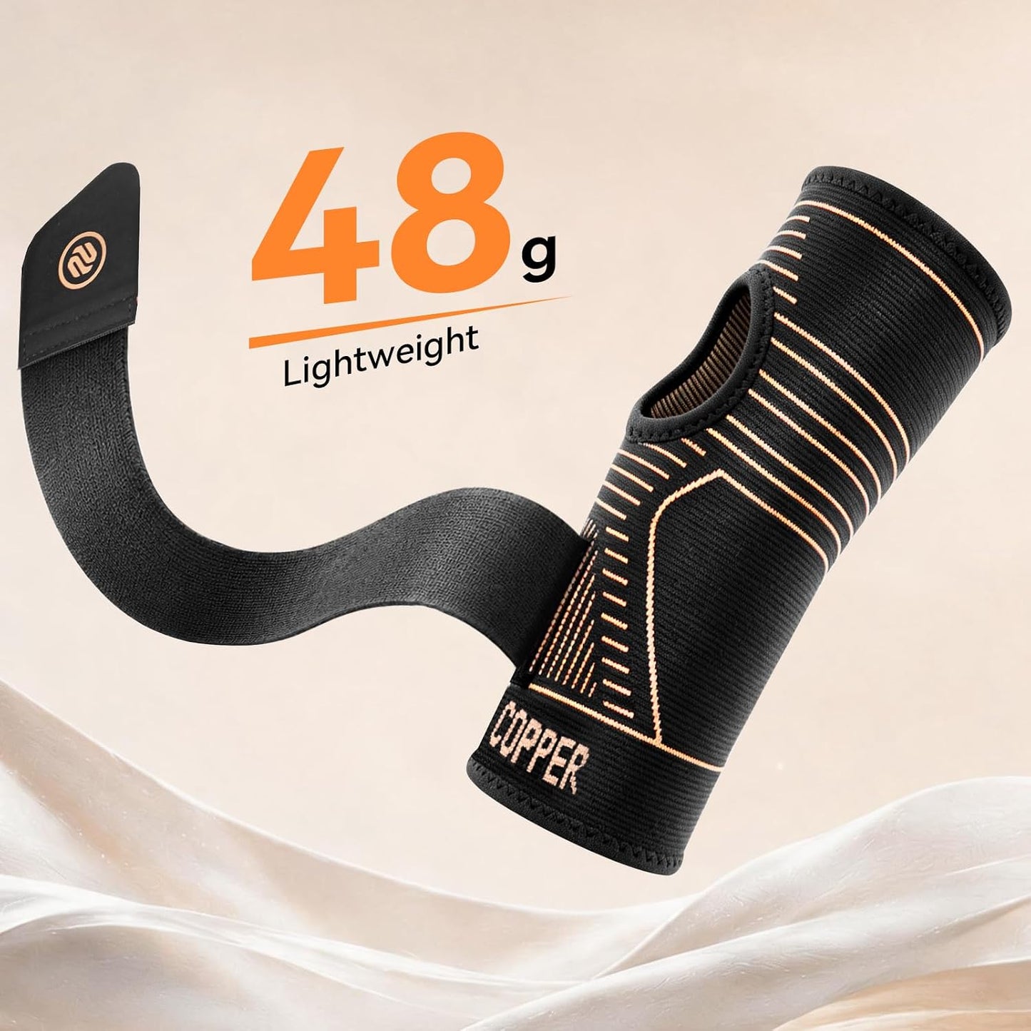 Copper Ultra-Light Wrist Compression Sleeve for Women and Men