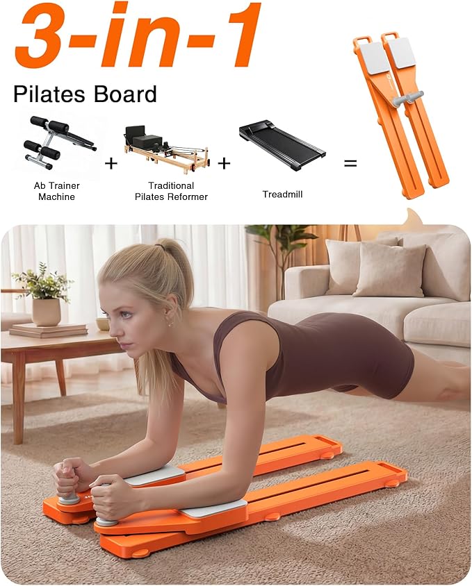 3 in 1 Pilates Board for Home Workout Foldable Pilates Reformer Machine