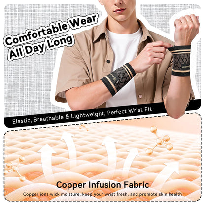 Copper Wrist Compression Sleeve 1 Pair