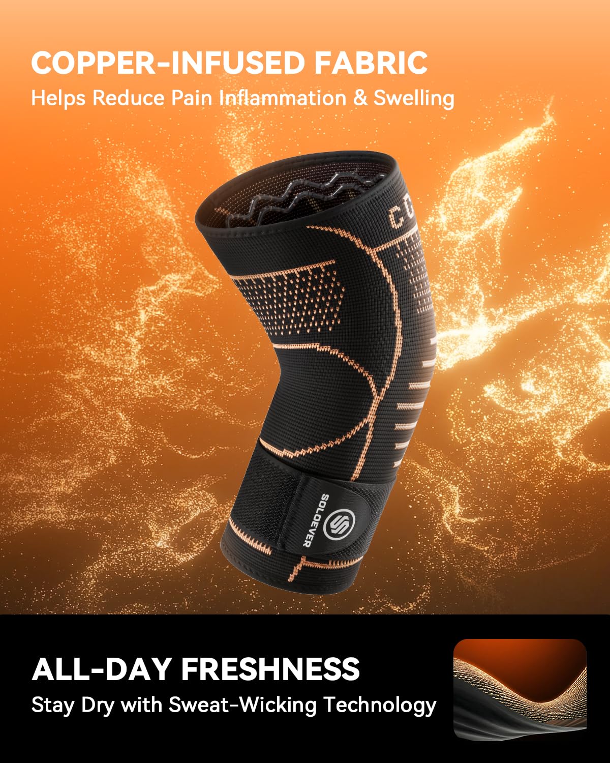 Copper Elbow Compression Sleeve with Adjustable Strap