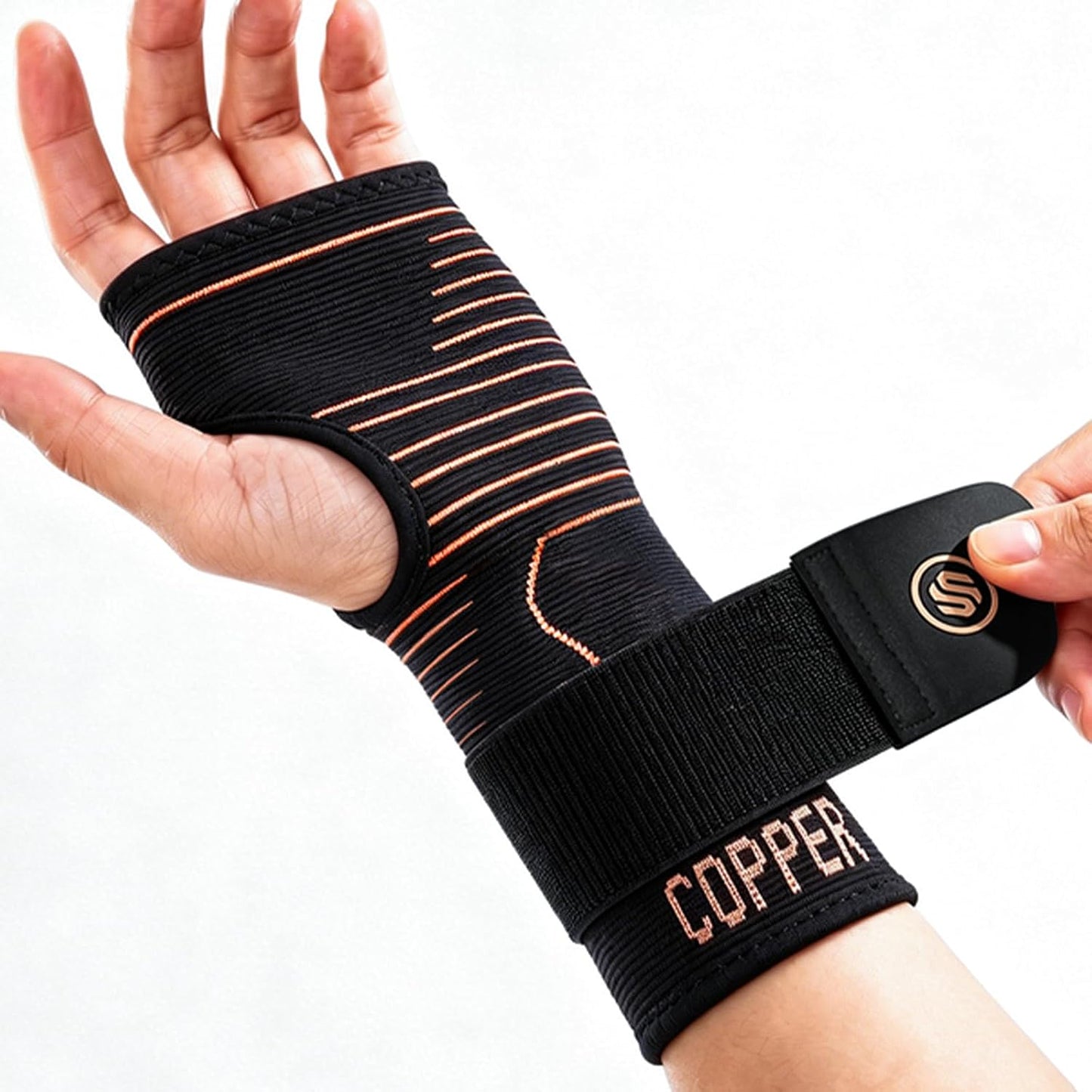 Copper Ultra-Light Wrist Compression Sleeve for Women and Men