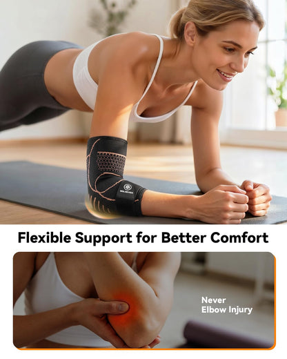 Copper Elbow Compression Sleeve with Adjustable Strap