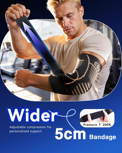 Copper-Infused Elbow Brace for Tendonitis and Tennis Elbow for Men ＆ Women