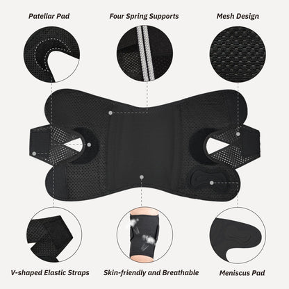 Knee Brace with Side Stabilizers for Knee Pain, Adjustable Knee Support for Meniscus Tear ACL MCL Arthritis Injury Recovery